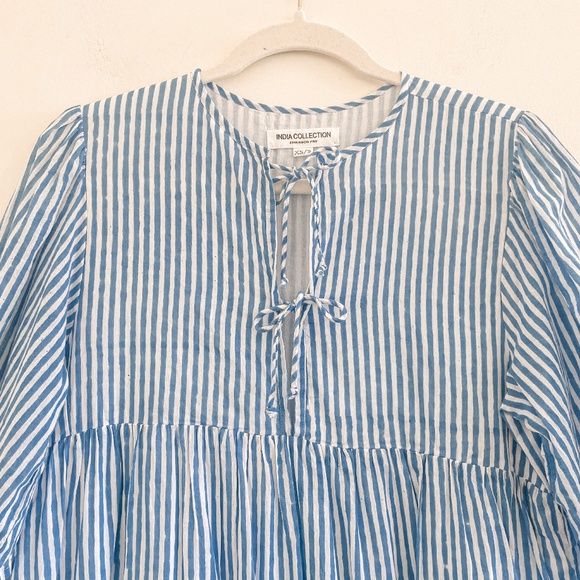 Emerson Fry India Collection Isla Dress in Sunday Stripe Bluesy XS/S NWOT - Picture 7 of 11